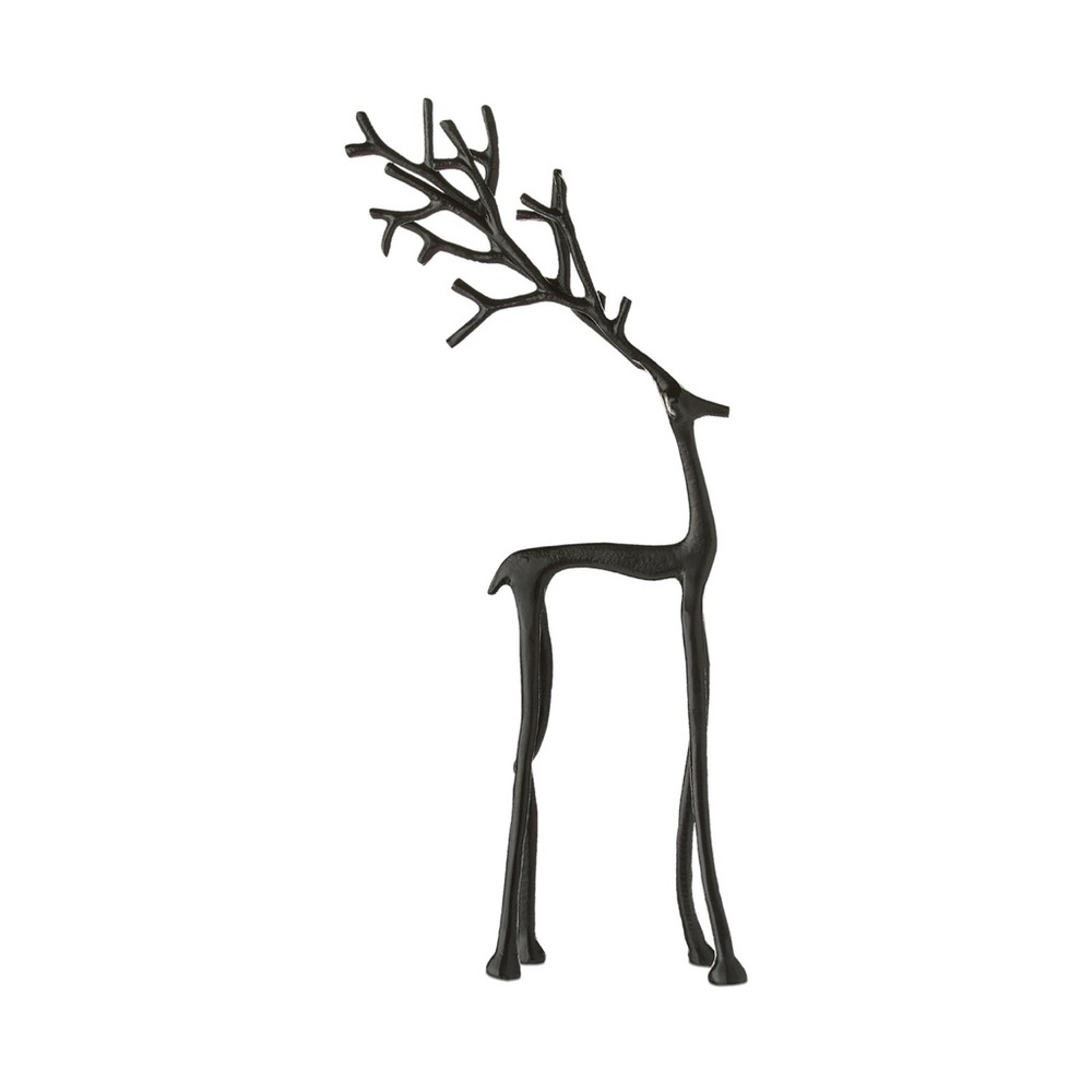 15.5" Black Standing Sculpted Reindeer Large Metal Deer Holiday Time - Walmart